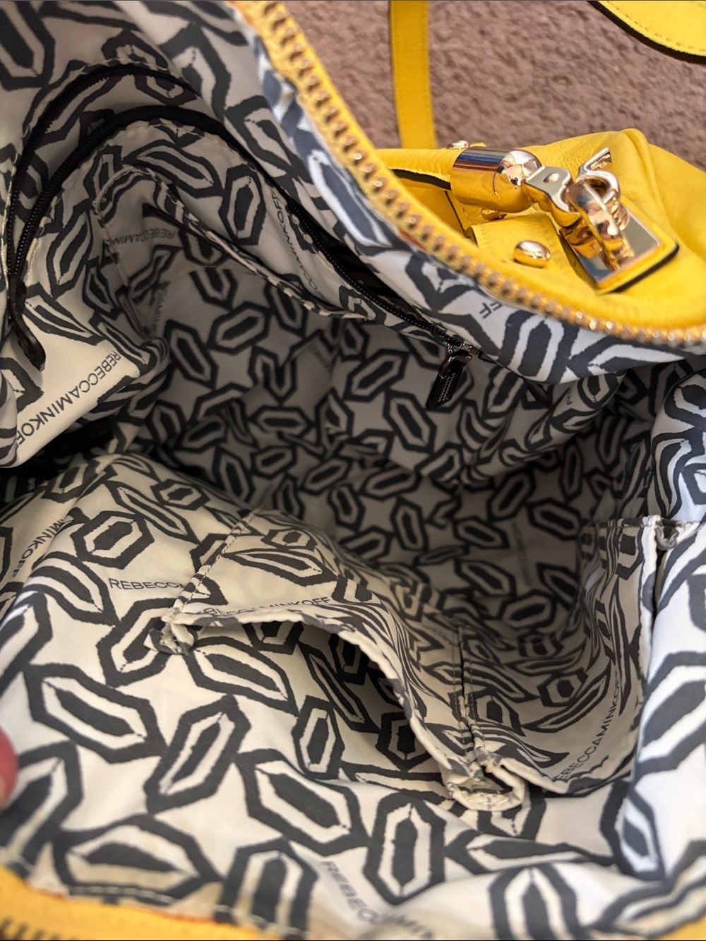 Rebecca Minkoff Yellow Leather Shoulder Bag with Gold Hardware - Picture 3 of 3